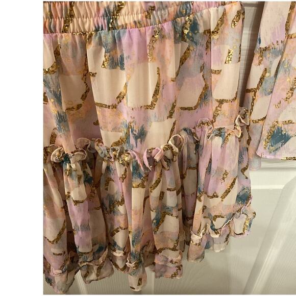 Buddy Love Zozo Magical Elastic Waist Pastel Metallic Tones Dress, M - Picture 5 of 15